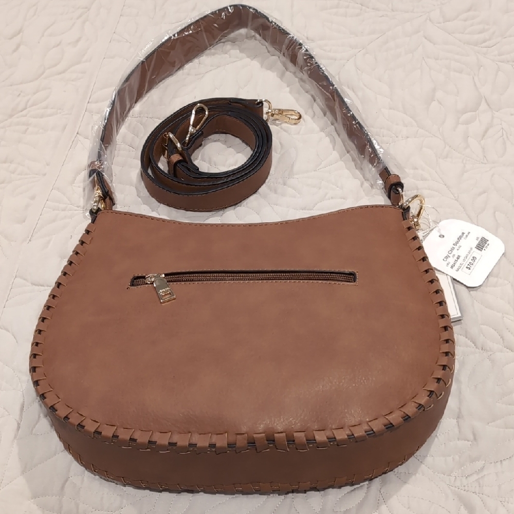 Brown Shoulder Bag with Braided Detail
